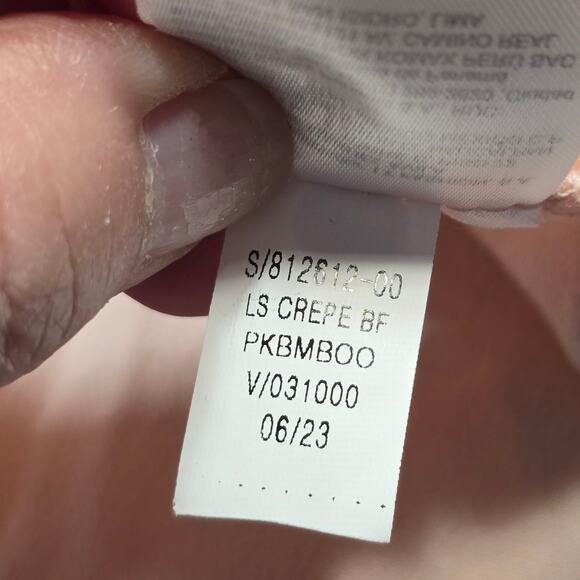 Old Navy Pink Shirt NEW Sheer Blouse Classic Long Sleeves Button Up Women XL Top - Picture 10 of 10